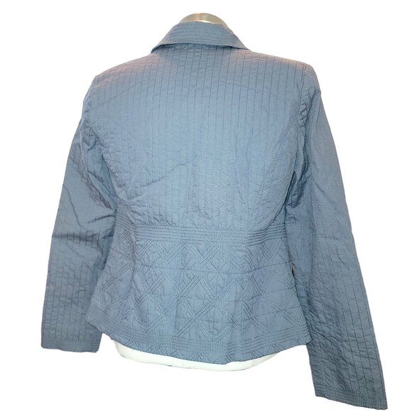 Sigrid Olsen Quilted Jacket Spring Coat Slate Blue Cotton Woman's Size XS JJ3487 - Picture 2 of 8